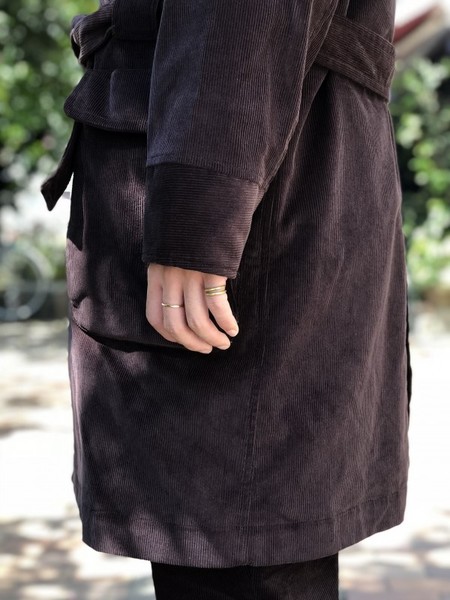 【Décor du tissu】Wide-wale corduroy Trench coat