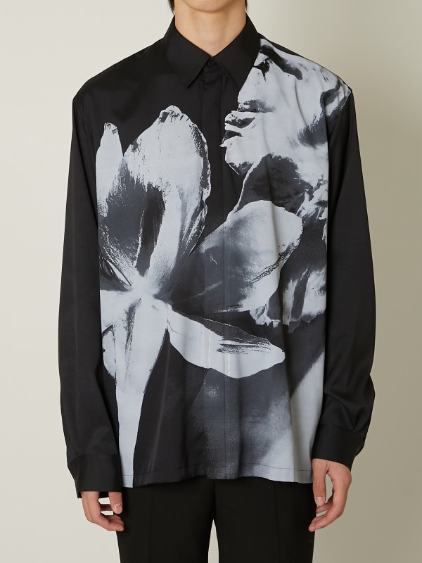 〈TAAKK/ターク〉転写プリントシャツ TAAKK(ターク) FLOWER PRINT SHIRTS / BLACK | Taking a lesson